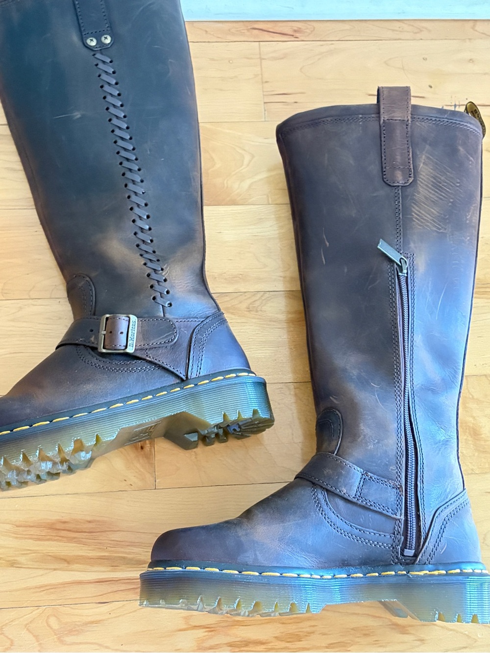 Dr. Martens Anistone Boots Women's Brown Leather Buckle Boots 6 - Picture 5 of 7